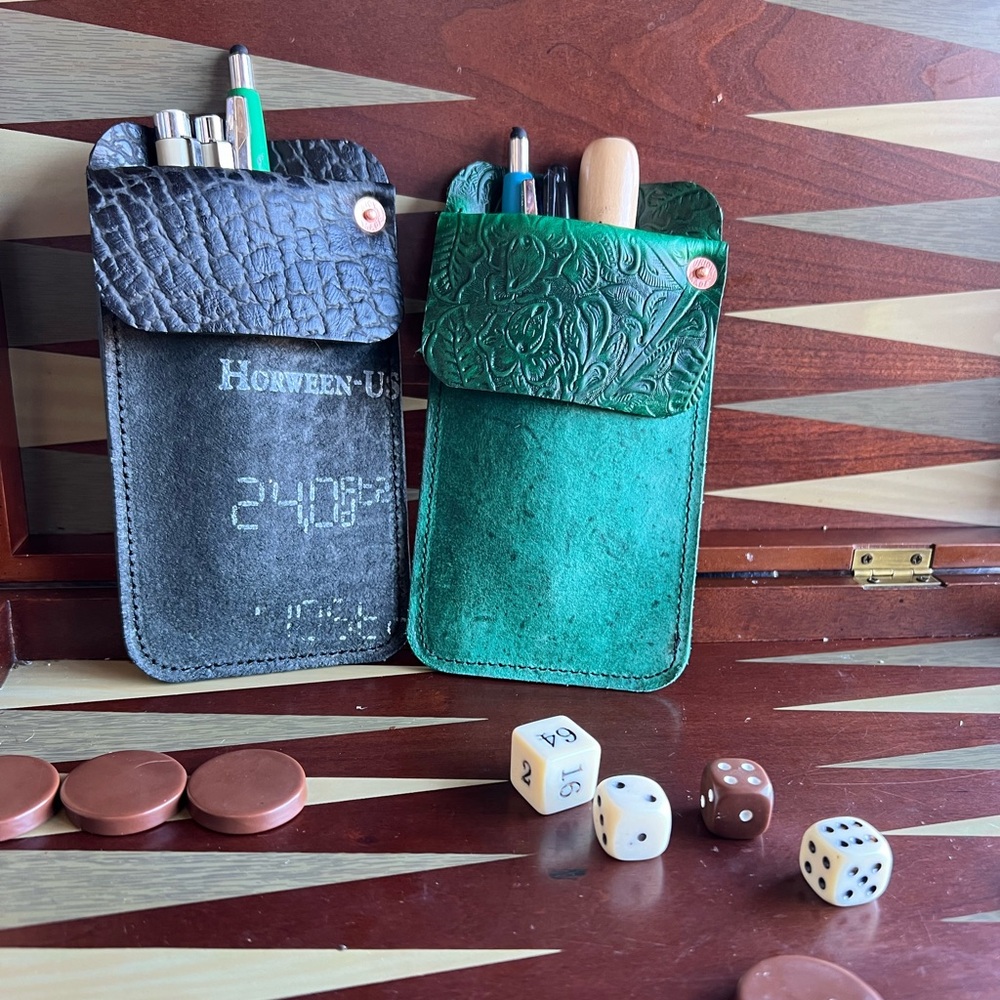Black Horween leather pocket protector